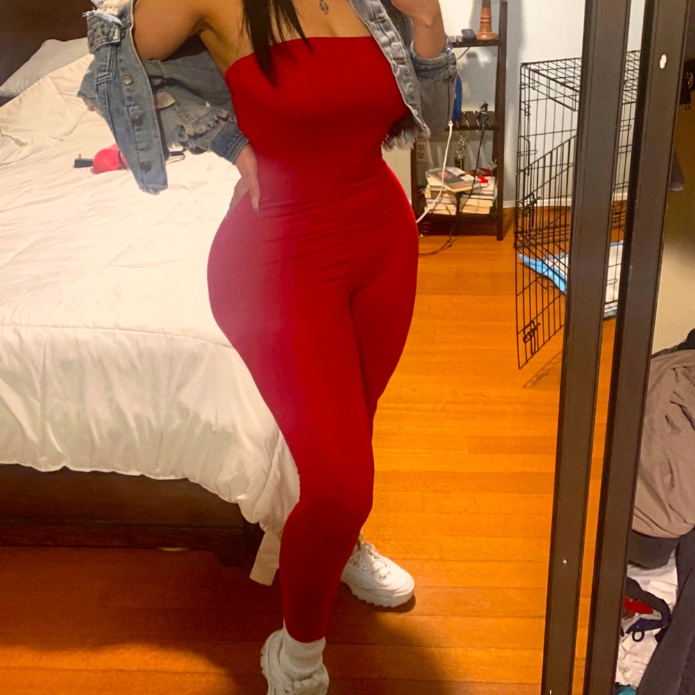 Red fashion nova jumpsuit